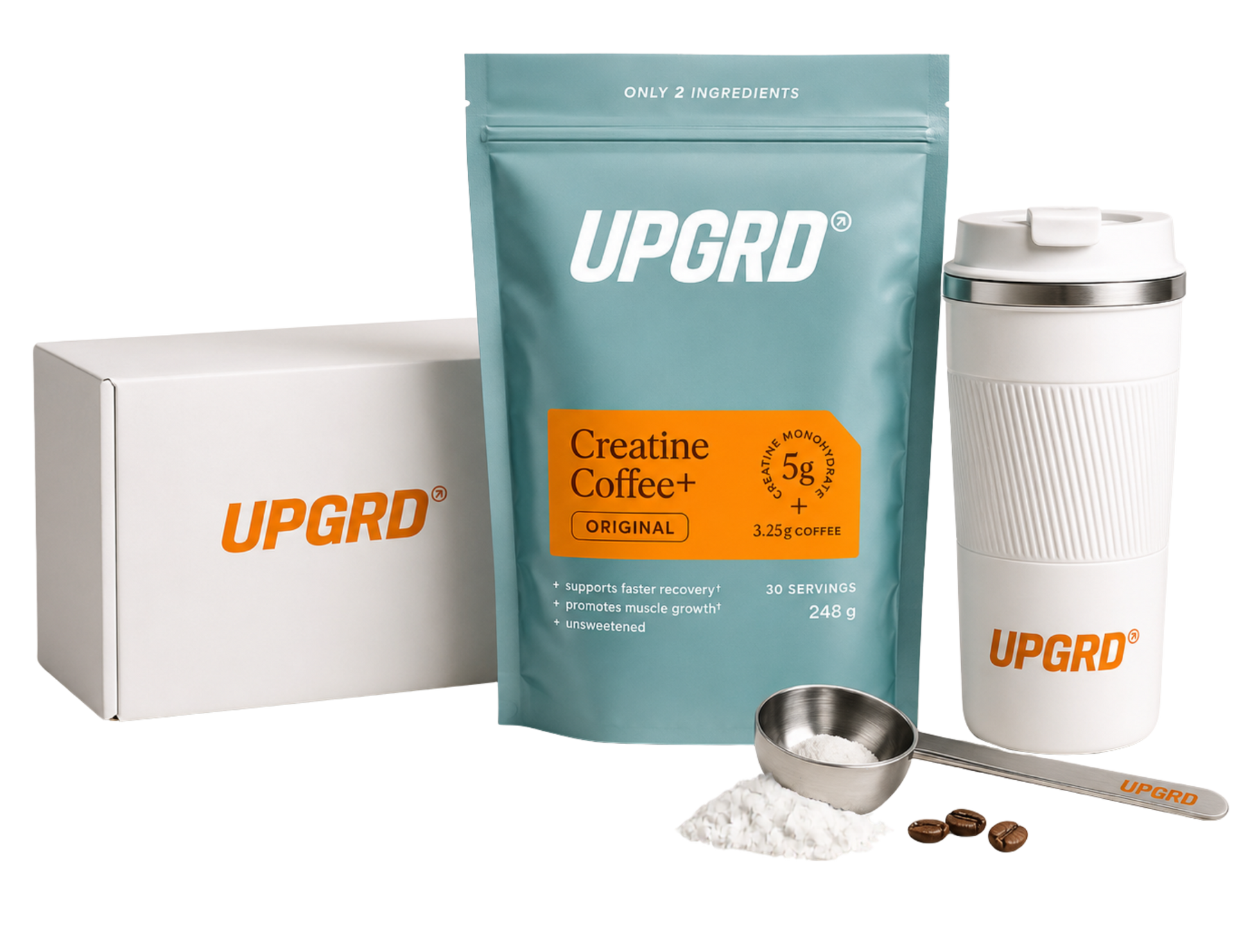 UPGRD CreatineCoffee and travel cup