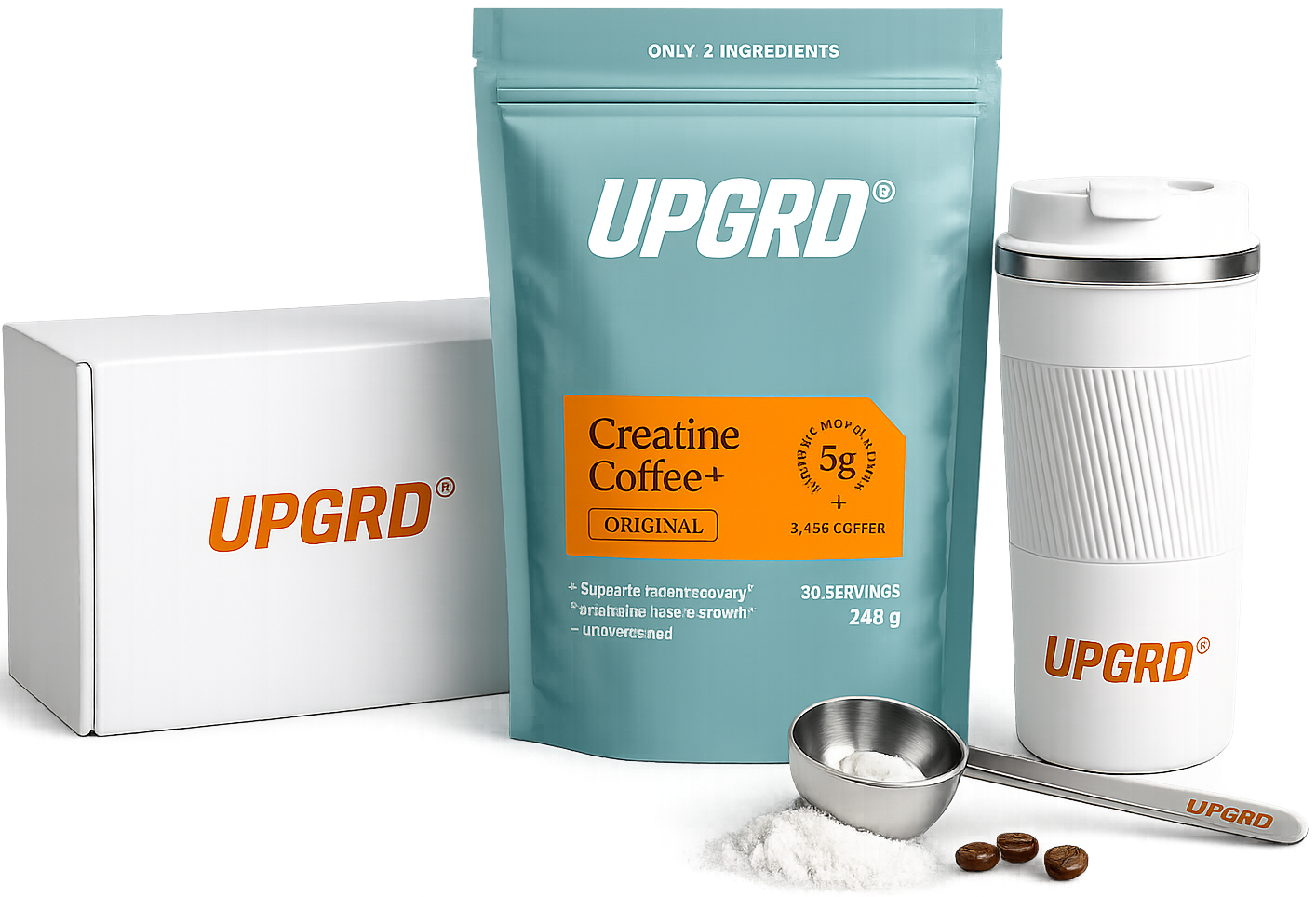 UPGRD CreatineCoffee and travel cup